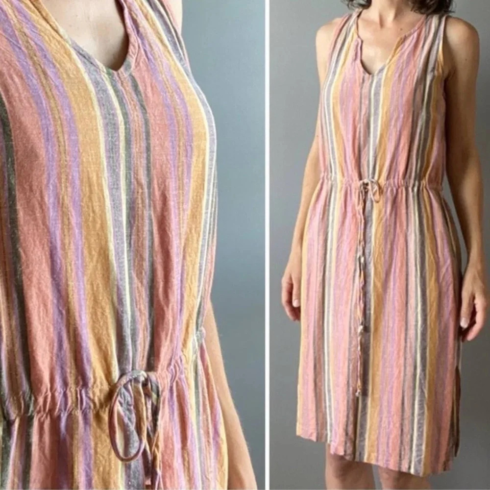 Drew • Agave Linen Blend Tie Waist Dress